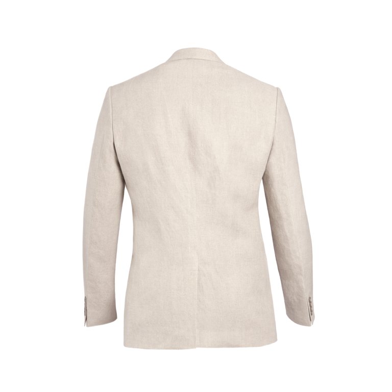 Chaqueta personalizada en lino premium avena de Fernando Salazar - Vista posterior